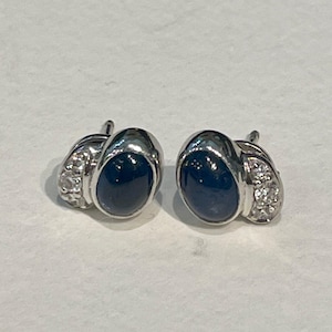 Estate Georg Jensen 18K White Gold &quot;Carnival&quot; Sapphire Earrings with Diamonds
