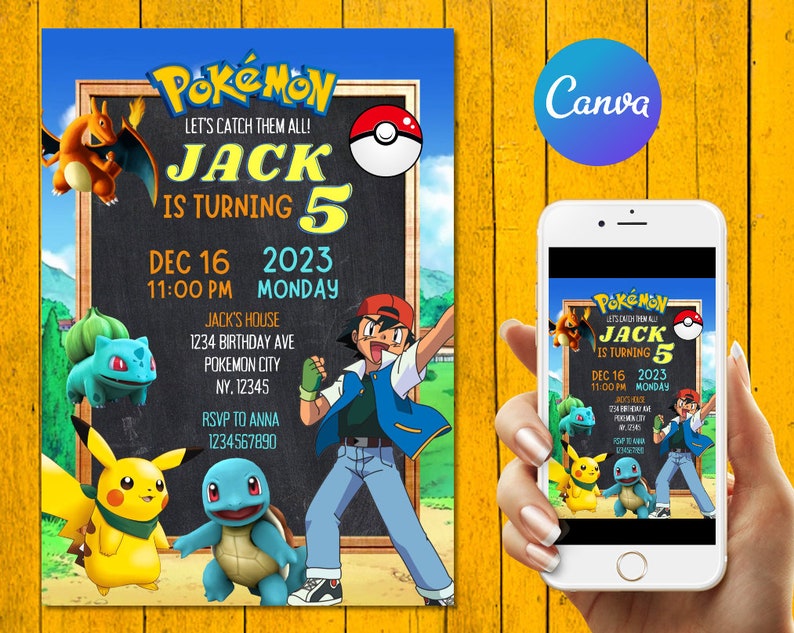 Pokemone Birthday Invitation Pikachu Birthday Invitation Template