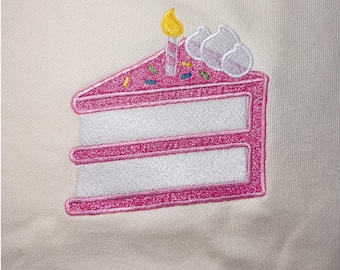 Birthday Cake Applique Embroidery Digital Design, 3 sizes (3", 4", 5"), 9 File Formats (EMB, PES, DST, + 6 more), Instant download