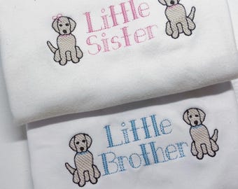 Little Brother Little Sister Dog Embroidery Digital Design, 3 sizes (4.5", 5", 5.5"), 9 File Formats (EMB, PES, + 7 more), Instant download