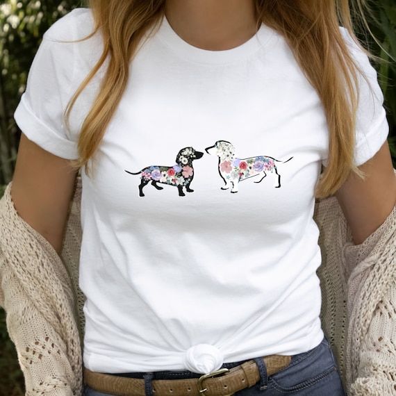 Womens Dachshund Wire-Hair Shirt. Floral Flower Vintage Retro V-Neck T-Shirt Womens Dachshund Wire-Hair Shirt. Floral Flower Vintage Retro V-Neck T-Shirt