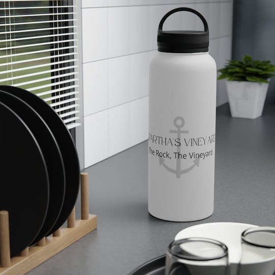 Martha's Vineyard Stainless Steel Water Bottle, Handle Lid