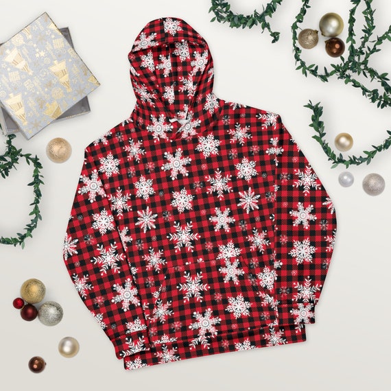Buffalo Plaid Snowflake Hoodie - Etsy