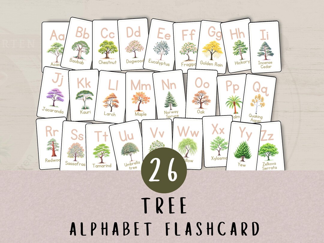 Tree Alphabet Flashcards | A to Z Printable Cards for Kids | ABC ...