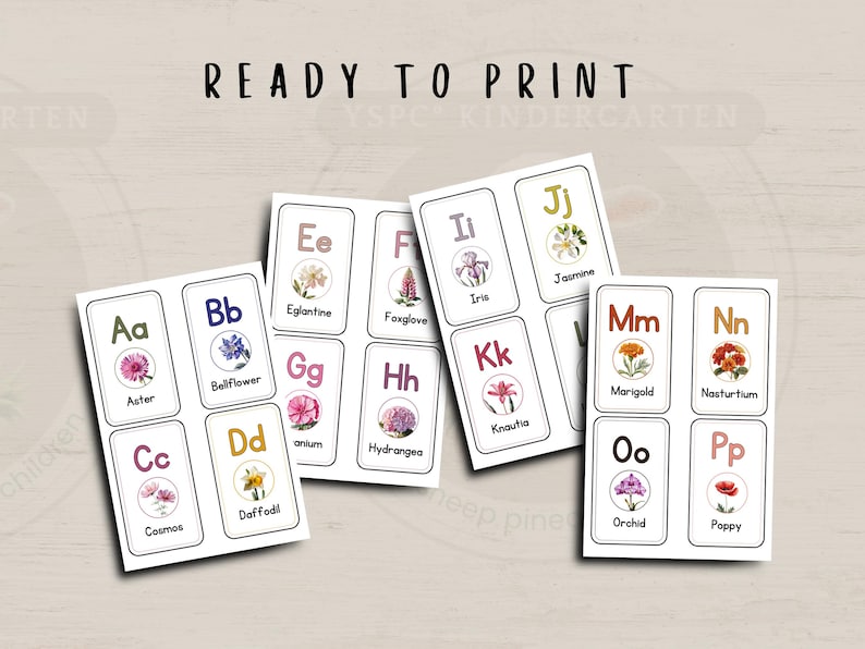 Flower Alphabet Flashcards | A to Z Printable Cards for Kids | ABC ...