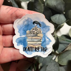 Death By TBR Book Stack Holographic Waterproof Sticker, Spicy Book Sticker, Book Club Sticker, Bookish Merch, Booktok Sticker, Reader Decal