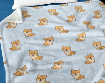 Couverture Shiba Inu, conception de couverture pour chien, couverture Sherpa Tan