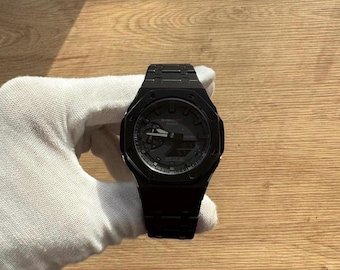 Casio - G-Shock GA-2100-1A1ER Todo em Aço Inoxidável Preto | CasiOak Mod