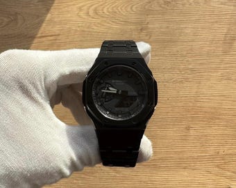 Casio - G-Shock GA-2100-1A1ER Todo em Aço Inoxidável Preto | CasiOak Mod