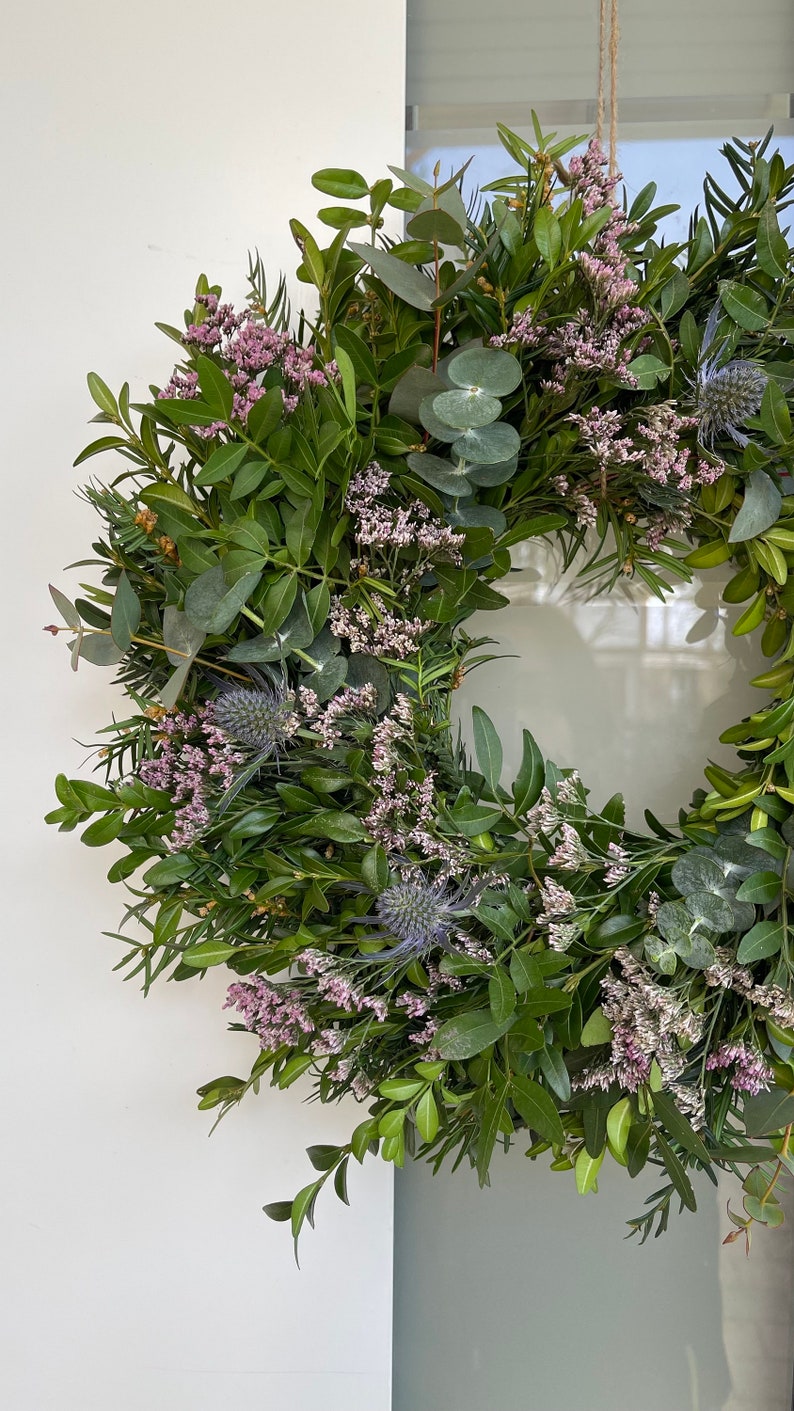 Ostern Kranz Türkranz Naturkranz Frühling Frühlingskranz Trockenblumenkranz Türkranz Frischer Eukalyptus Schleierkraut Ostern Weihnachtskranz Frühling 2