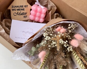 Geschenk Geburtstag Muttertag Geschenkbox Geschenkset Kranz Kerzen Handgemacht Frühling