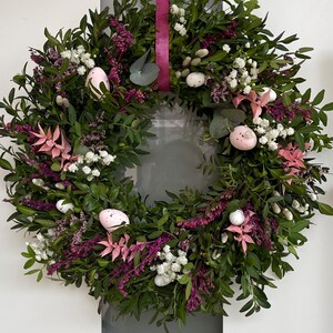 Kranz Frühlingkranz Naturkranz Herbstkranz Ostern Herbst Türkranz Frischer Eukalyptus Schleierkraut Ostern