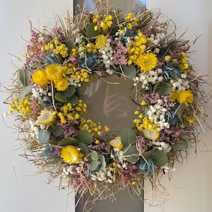 Kranz Trockenblumen Frühling Türkranz Naturkranz Trockenblumenkranz Eukalyptus Schleierkraut