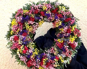 Floral Wreath with Fresh Eucalyptus & Dried Flowers