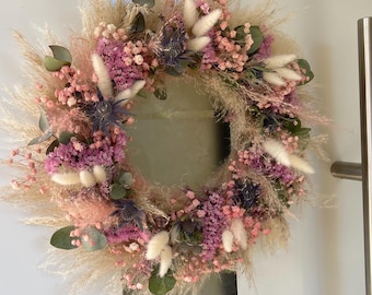 Kranz Trockenblumen Frühling  Türkranz Naturkranz Trockenblumenkranz  Eukalyptus Schleierkraut