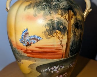 Vintage hand painted Nippon porcelain vase
