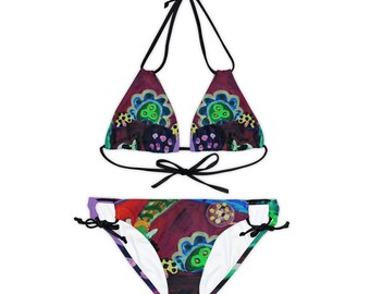 Strappy Bikini Set (AOP) Carnivale Confetti