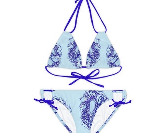 Set bikini con spalline (AOP) Spilla in agata