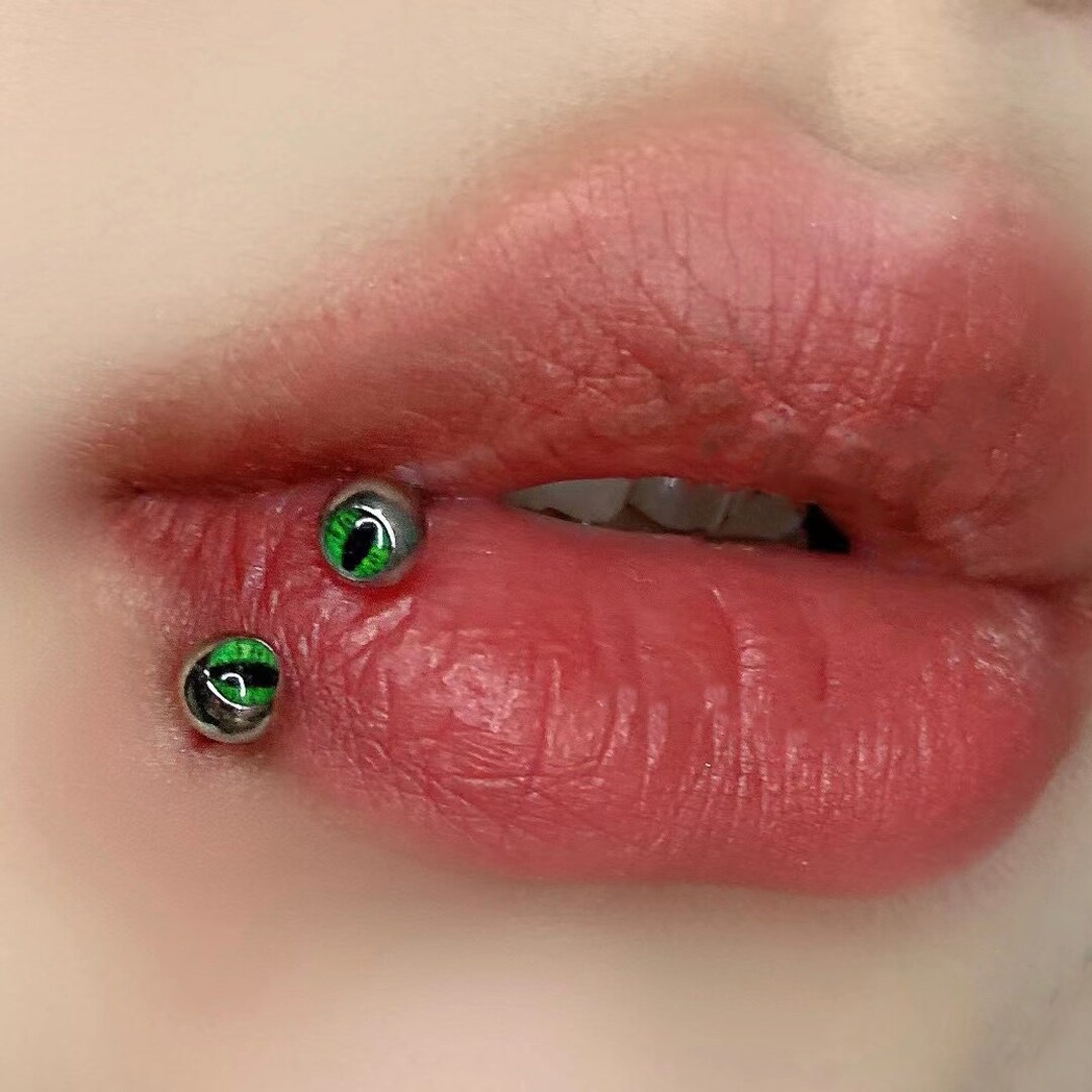 16G Evil Eye Lip Ring for Lip Piercing, Evil Eye Horseshoe Labret Ring