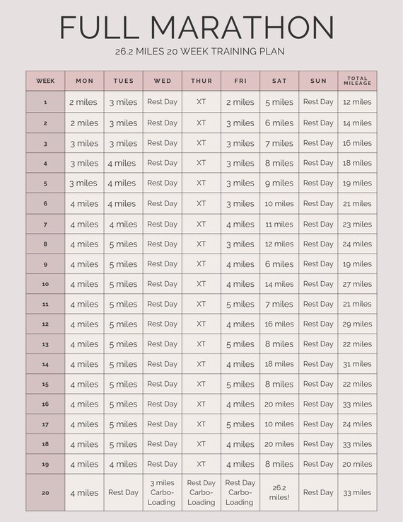 20 Week Marathon Training Plan Lupon gov ph
