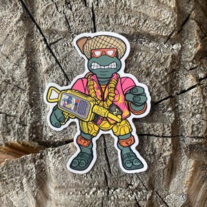 Orange Beachcombin’ Turtle Action Sticker