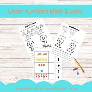 Learn Numbers Preschool Worksheet, Kindergarten Math, Homeschool Activities