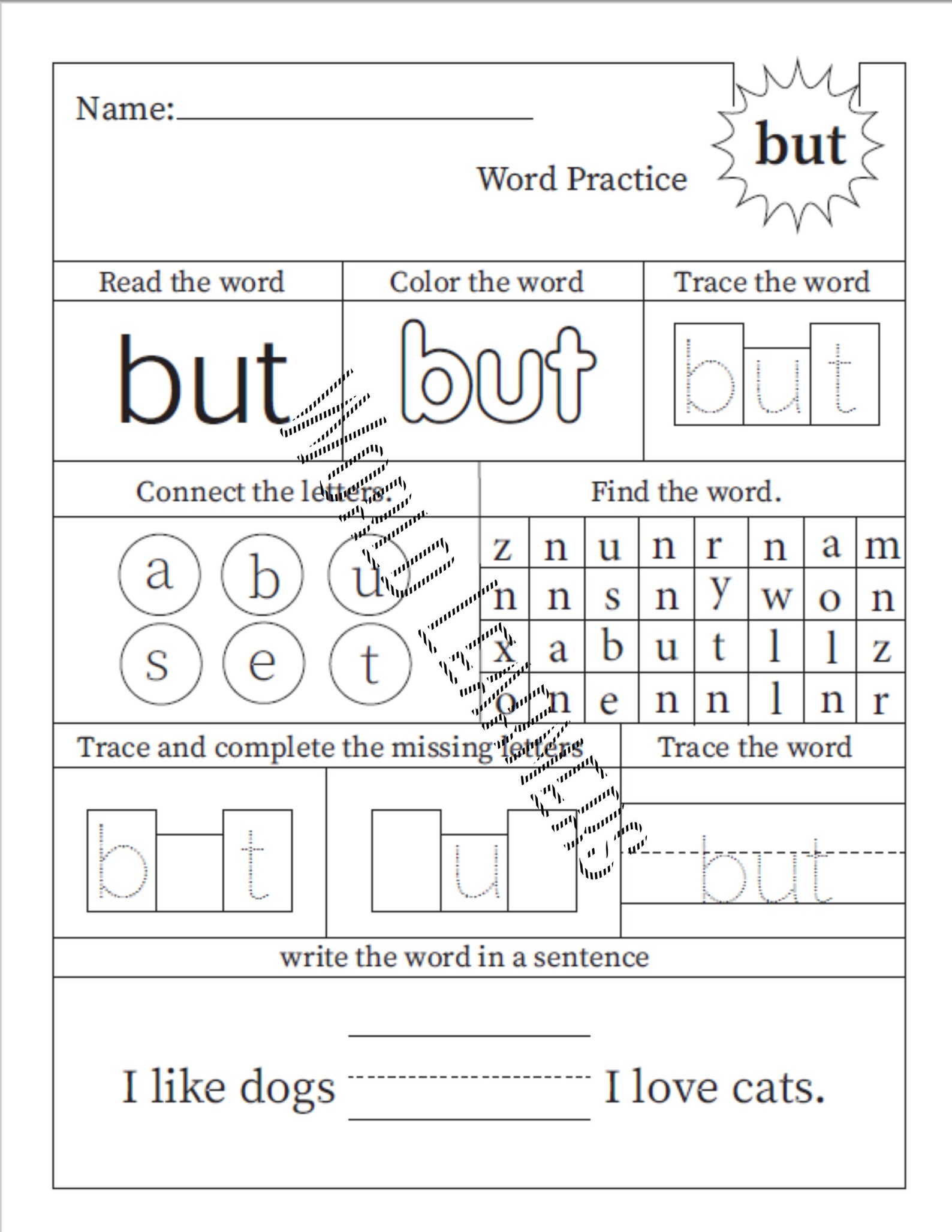 50 Printable Fry Sight Words Worksheets. Kindergarten-1st - Etsy