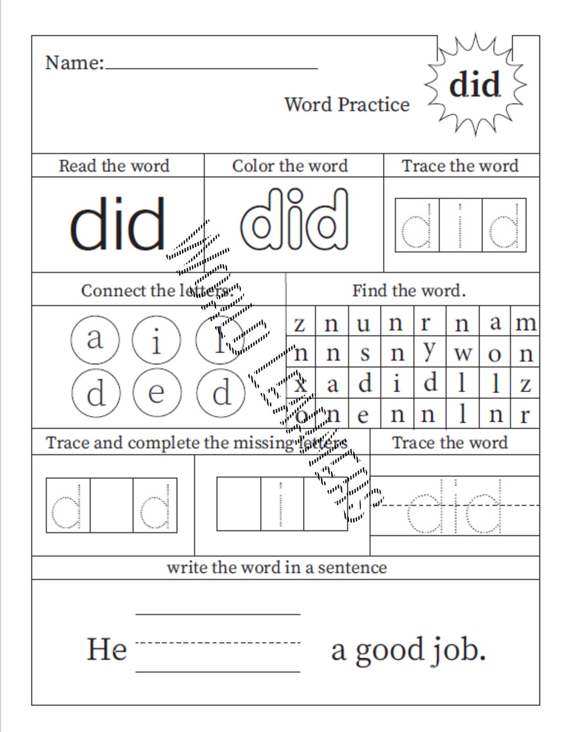 50 Printable Fry Sight Words Worksheets. Kindergarten-1st - Etsy