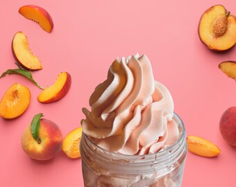 GEORGIA PEACH Whipped Body Butter -Shea Butter - Mango Butter - Jojoba Oil - Moisturizes & Heals Dry  Skin - Gift for her