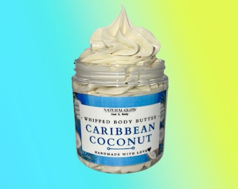 Caribbean Coconut Whipped Body Butter – Shea Mango Butter, Natural Skincare Moisturizer for Dry Skin