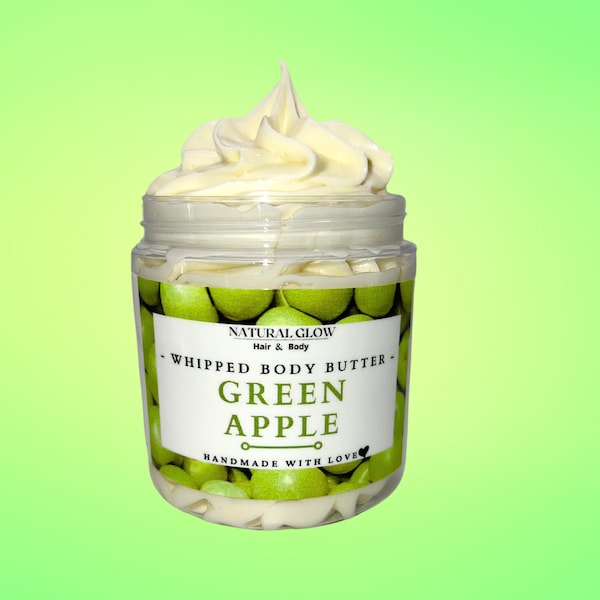 Manteca corporal batida GREEN APPLE - Manteca de karité - Cuidado natural de la piel - Hidratante - Piel seca - Regalo para ella - Regalo para él - Cuidado personal