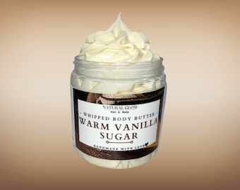Warm Vanilla Sugar Whipped Body Butter – Shea Mango Butter, Natural Skincare Moisturizer for Dry Skin