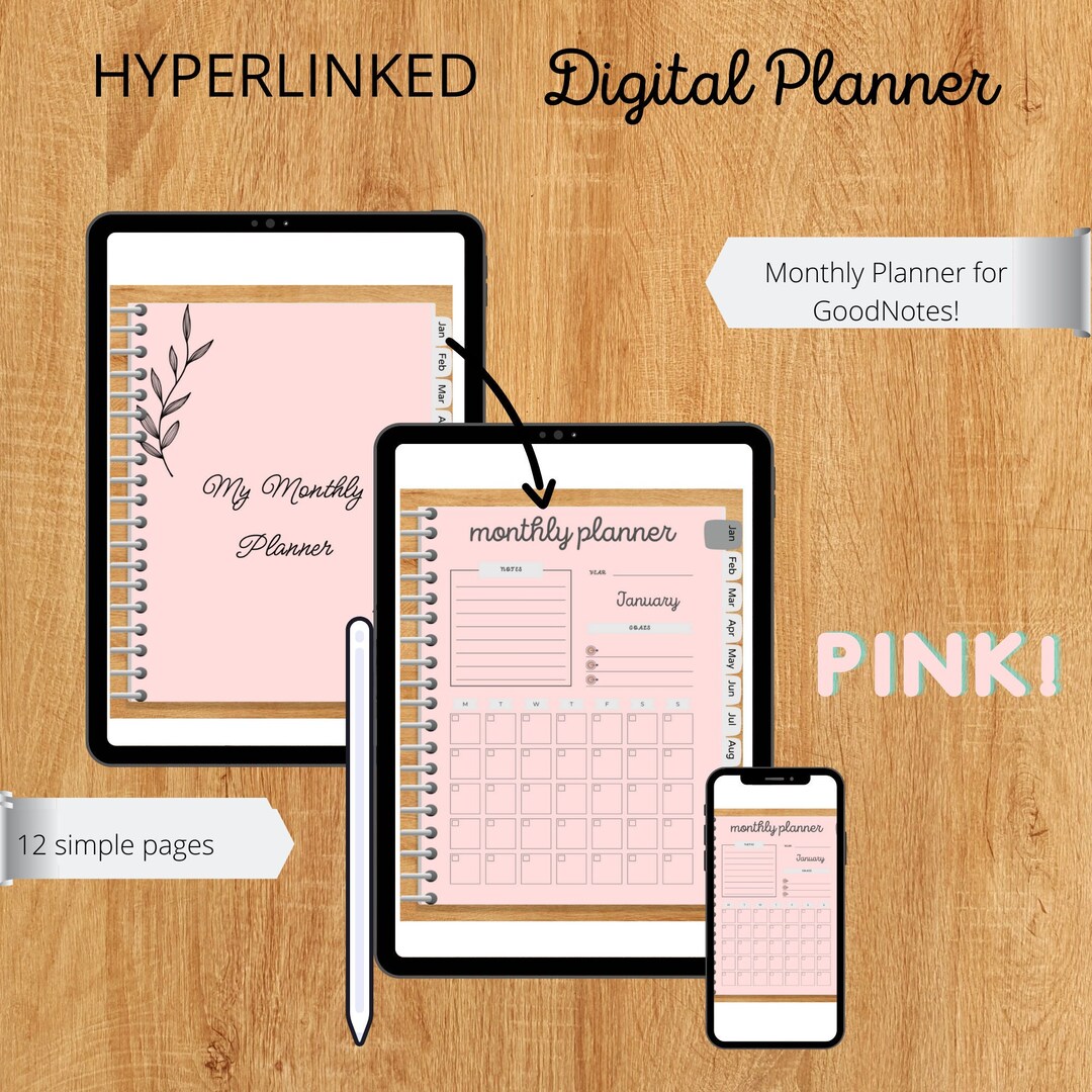 Goodnotes Monthly Planner Hyperlinked Digital Planner Etsy
