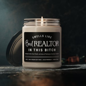 Smells Like World&#39;s Best Realtor, Gift for Realtor, Real Estate Agent Gift, Realtor Candle, Gift for Real Estate, Natural Soy Candle