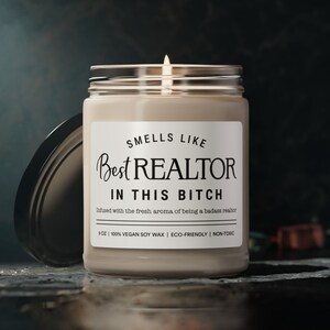 Smells Like World&#39;s Best Realtor, Gift for Realtor, Real Estate Agent Gift, Realtor Candle, Gift for Real Estate, Natural Soy Candle
