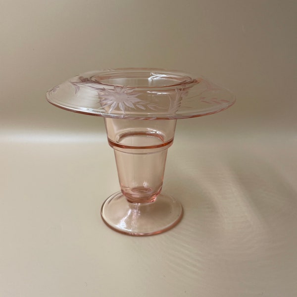 Pink Etched Glass Vase Etsy