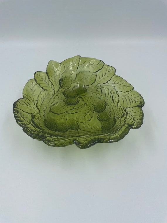 Vintage Green Indiana Glass Candy Dish Etsy