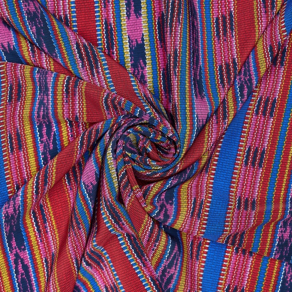 Colorful tribal aztec stripes print - silky peachskin  fabric - sold by the yard - U S A based shipping