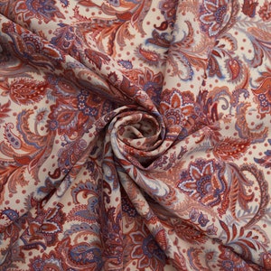 Red white and blue paisley print - Woolpeach  fabric - sold by the yard - U S A based shipping