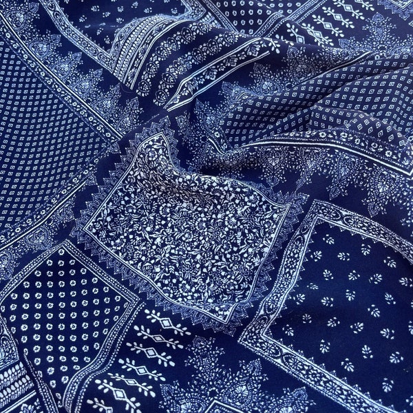 Navy Blue Paisley Fabric - Etsy