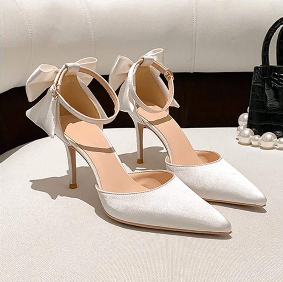 White Bows Heels - Etsy