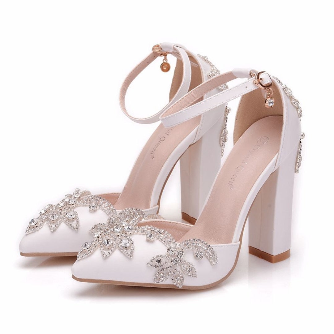 Satin Wedding Shoes Crystal Back Design Satin Bridal Shoes - Etsy