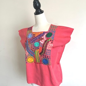 Woven Mexican Blouse, Hand Embroidered, Beautiful Unique Garment, Hand Woven Huipil on a Backstrap Loom, Mexican Huipil, Fits S/M/L