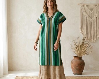 Handwoven Mexican Huipil Dress - Traditional Cintura Loom Tunic, Boho Artisan Clothing, Ethical Handmade Fashion
