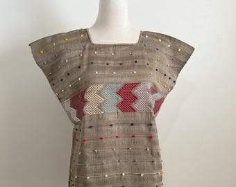 Handmade Mexican Huipil Blouse: Woven Loom Top, Bohemian Clothing