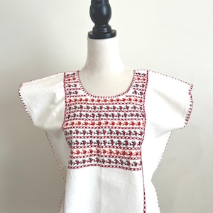 Mexican Tacuate huipil, Oaxaca huipil, Hand Embroidered Blouse, Mexican boho Top, Amuzgo Huipil, Oaxaca Huipil, Fits S/M