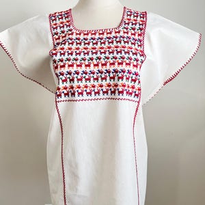 Mexican Tacuate huipil, Oaxaca huipil, Hand Embroidered Blouse, Mexican boho Top, Amuzgo Huipil, Oaxaca Huipil, Fits M/L/XL