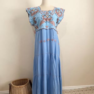 Hand Woven Mexican Maxi Dress, Embroidered Zinacantan Long Dress, Artisanal Clothing, Bohemian Dress, Pink Dress , Fits S/M/L