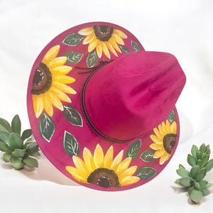 Hand Painted Suede Mexican Hat, Hand Painted Cowgirl Hat, Mexican Artisanal Hat, Mexican Sombrero