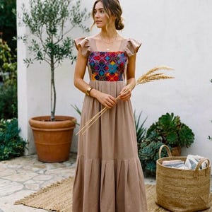 beige mexican dress Beige Mexican Dress